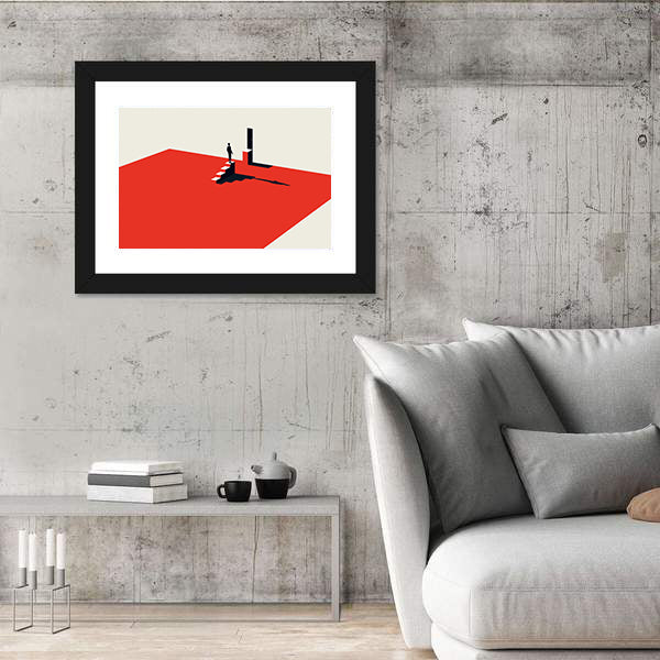 Solitary Figure on Red Stairs Canvas Wall Art