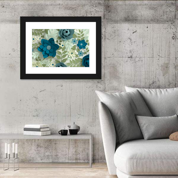 Layered Pastel Paper-cut Flowers Canvas Wall Art