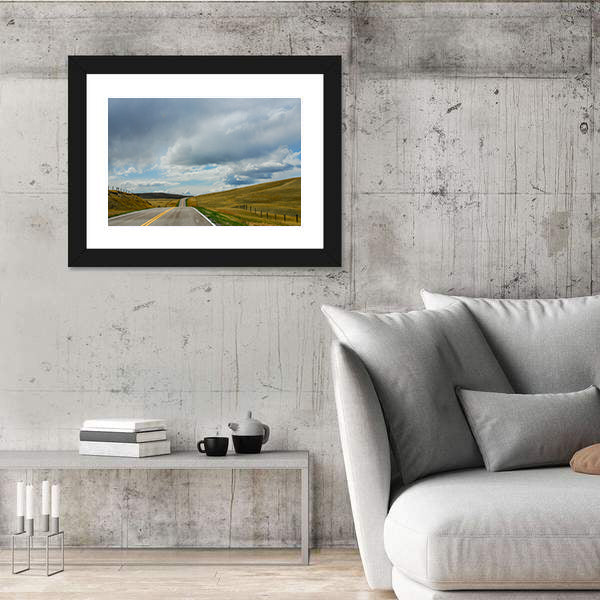 Driving On The Open Road In Big Sky Country Montana Canvas Wall Art