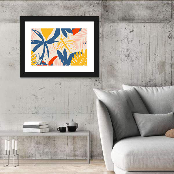 Summer Tropical Leaf Pattern Canvas Wall Art