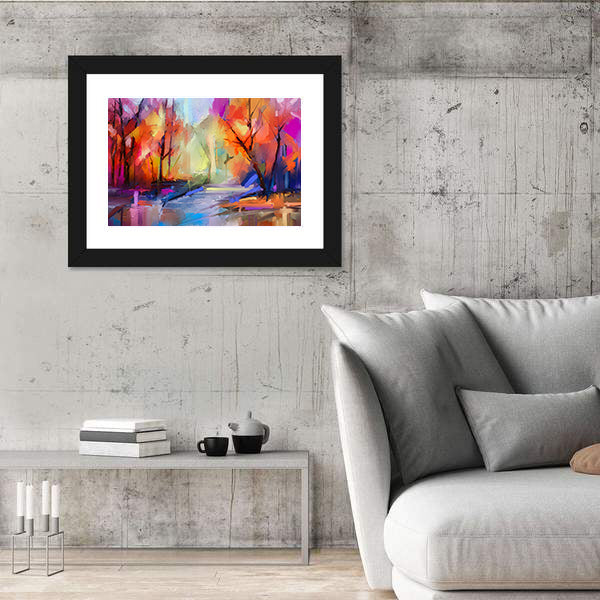 Autumn Forest Path Abstract Canvas Wall Art
