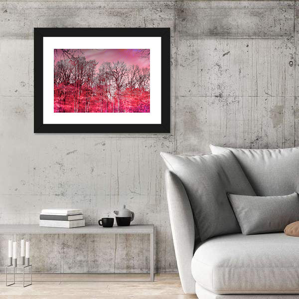 Surreal Pink Winter Forest Canvas Wall Art