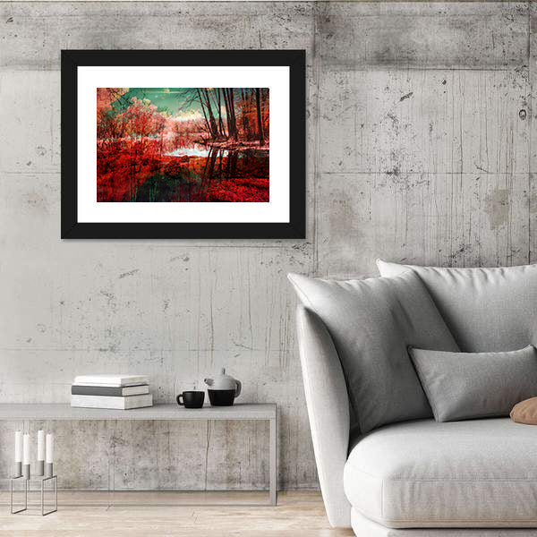 Surreal Autumn Forest Reflection Canvas Wall Art
