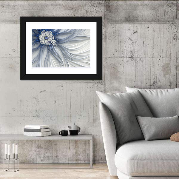 Blue Jeweled Fractal Flower Canvas Wall Art