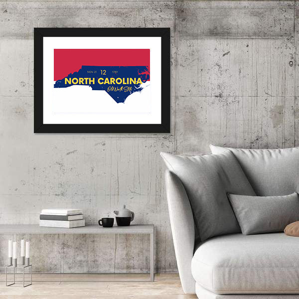 North Carolina State Map Canvas Wall Art