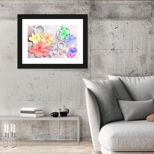 Layered Pastel Floral Ornament Canvas Wall Art