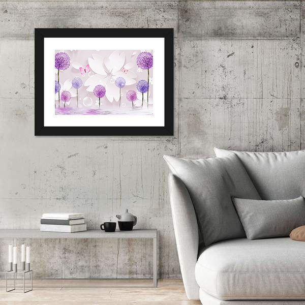 Purple Floral Lake Reflection Canvas Wall Art