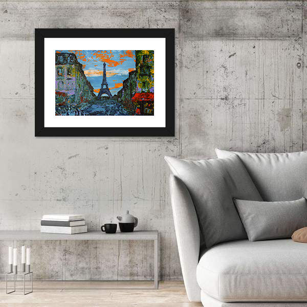 Paris Street at Sunset Canvas Wall Art