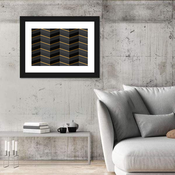 Black and Gold Striped Geometric Canvas Wall Art