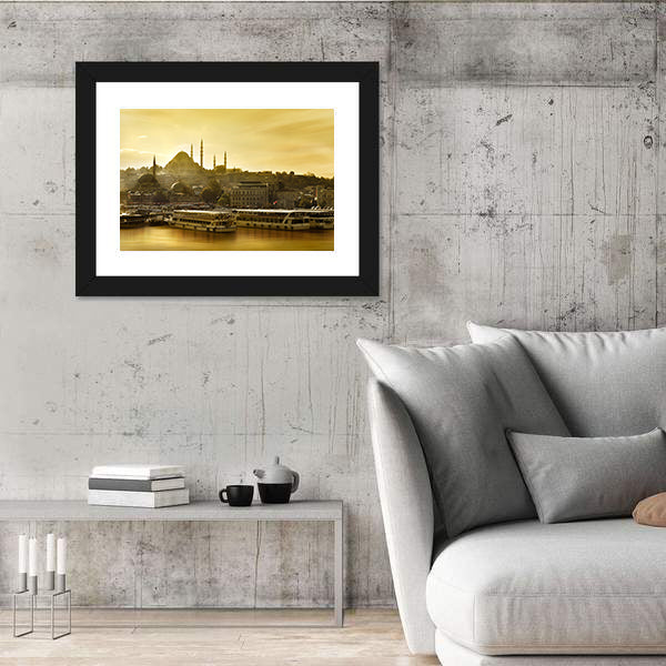 Suleymaniye Mosque Golden Horn In Istanbul Turkey Canvas Wall Art