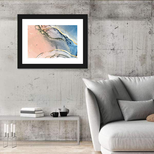 Pastel Marble Abstract with Gold Veins Canvas Wall Art