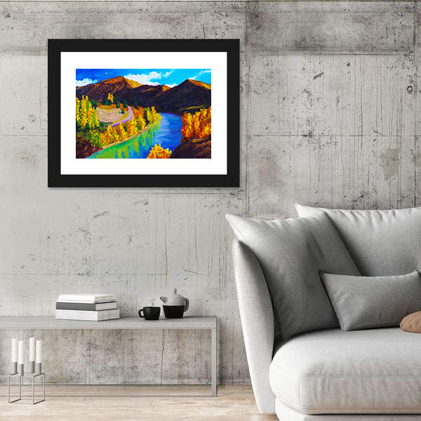 Autumn River Oil Painting Canvas Wall Art
