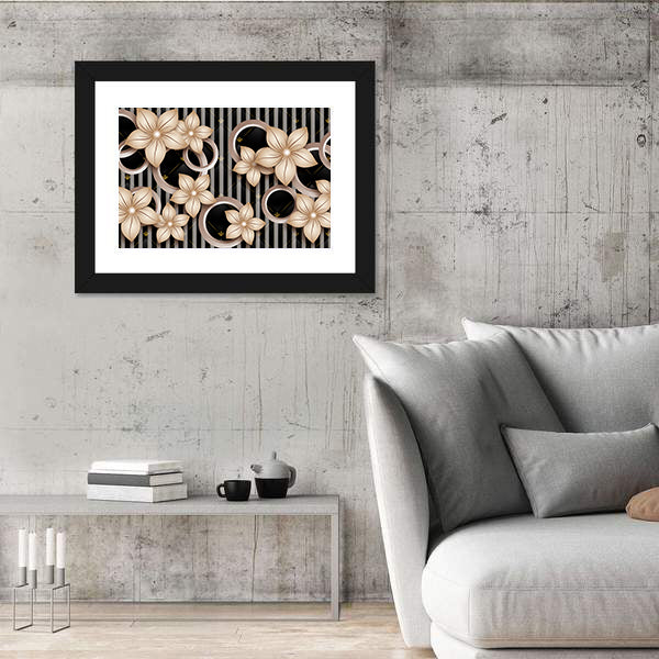 Modern Abstract Floral with Gold Accents Canvas Wall Art