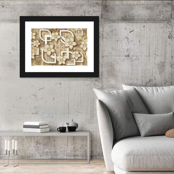 3d Floral Geometric Composition Canvas Wall Art