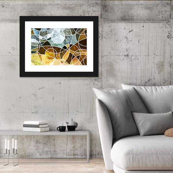 Abstract Geometric Circles in Blue and Green Canvas Wall Art