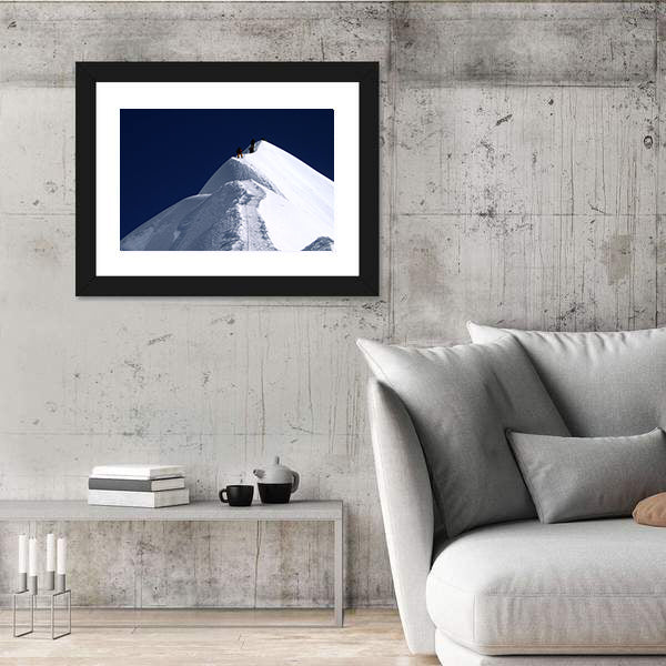 Climbers on Nepal Mountain Peak Canvas Wall Art