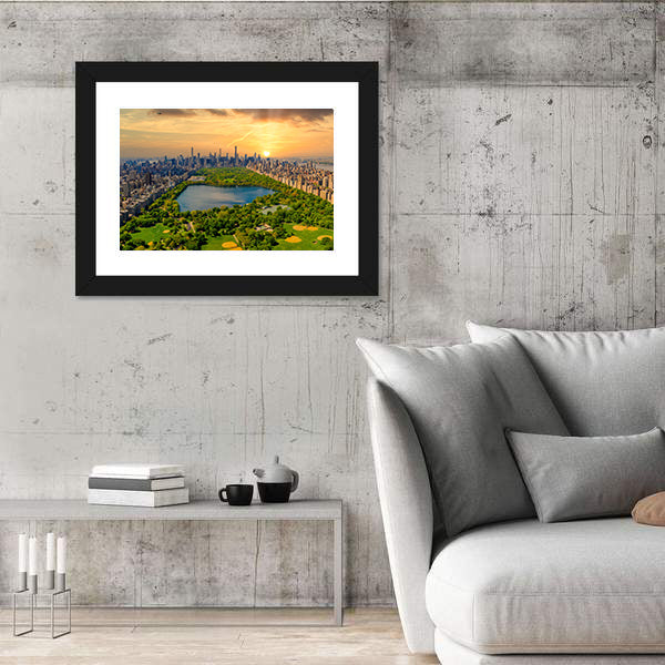 Central Park Reservoir and Manhattan Skyline Canvas Wall Art