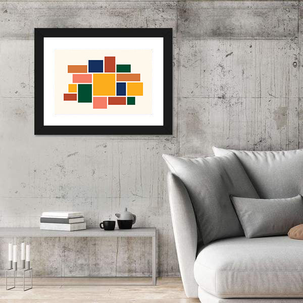 Yellow Square Abstract Geometric Collage Canvas Wall Art