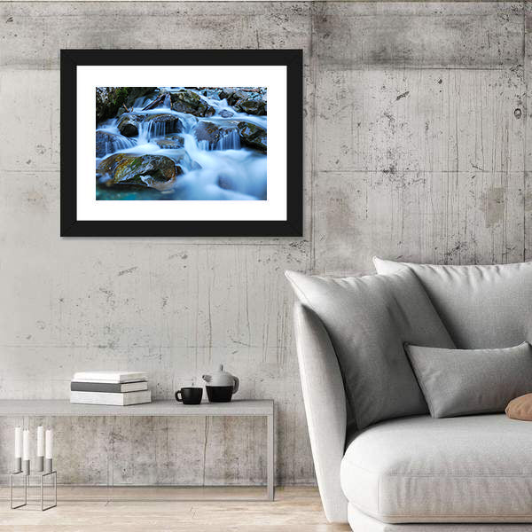 River Through Mossy Stones in Cadore Canvas Wall Art