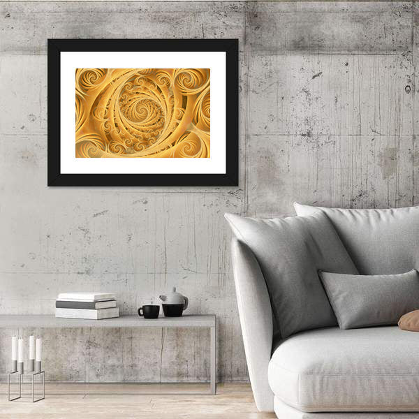 Wispy Gold Spiral Pattern Canvas Wall Art