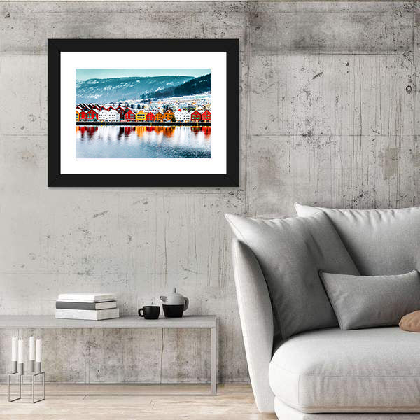 Historical Buildings In Bergen Norway Canvas Wall Art