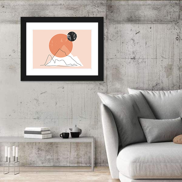 Peach Mountain Minimalist Line Canvas Wall Art