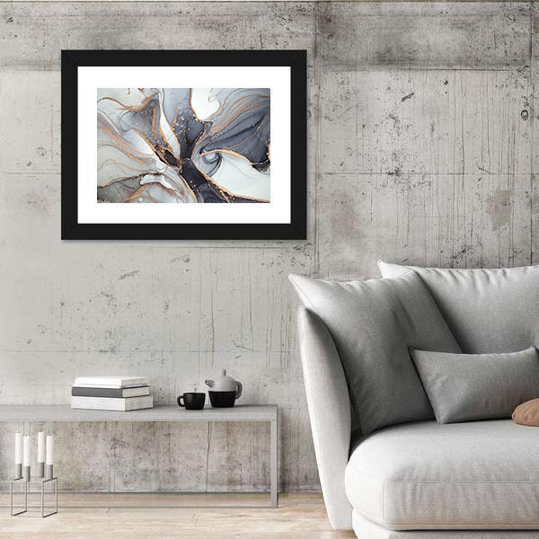 Alcohol Ink Marble with Gold Accents Canvas Wall Art