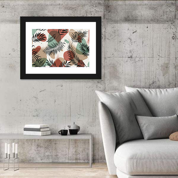 Tropical Palm and Fern Leaves Print Canvas Wall Art
