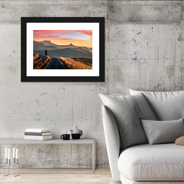 Sunrise Of Italian Countryside Canvas Wall Art
