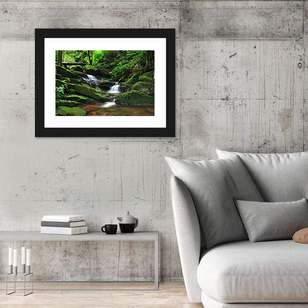 Waterfall In Rain Forest Canvas Wall Art