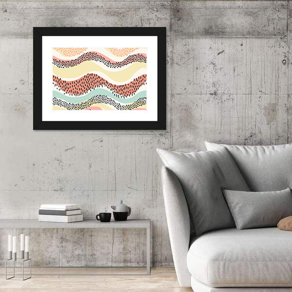 Layered Wavy Bands with Seed Dots Canvas Wall Art