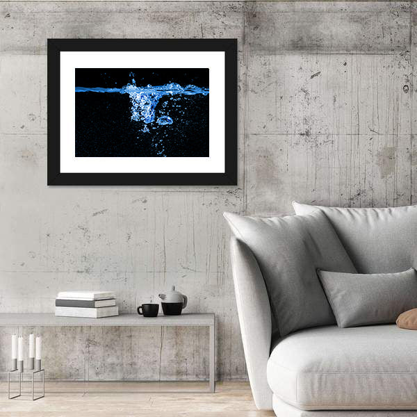 Dark Water Splash with Bubbles Canvas Wall Art