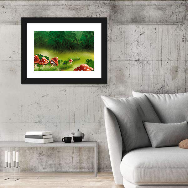 Fly Agaric Mushroom Illustration Canvas Wall Art