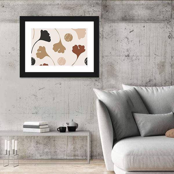 Natural Ginkgo Leaf Silhouettes Canvas Wall Art