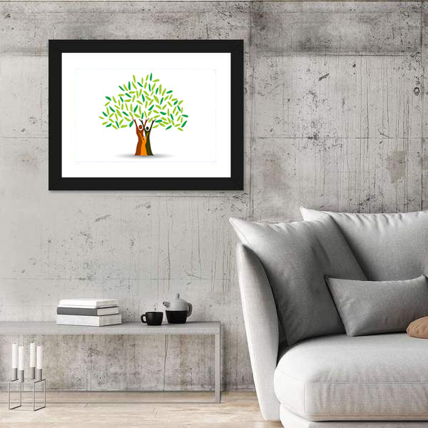 Family Tree with Stylized Silhouettes Canvas Wall Art