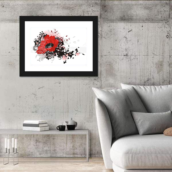 Red Poppy Abstract Floral Canvas Wall Art