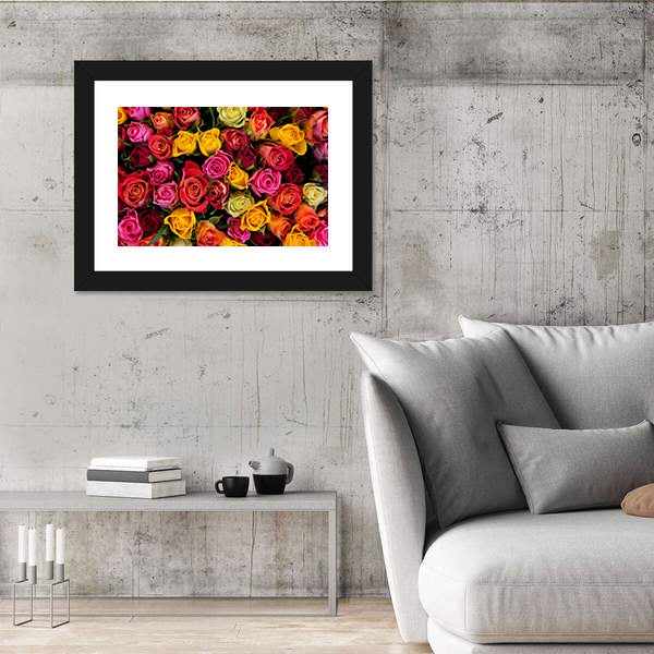 Colorful Roses Bouquet Canvas Wall Art