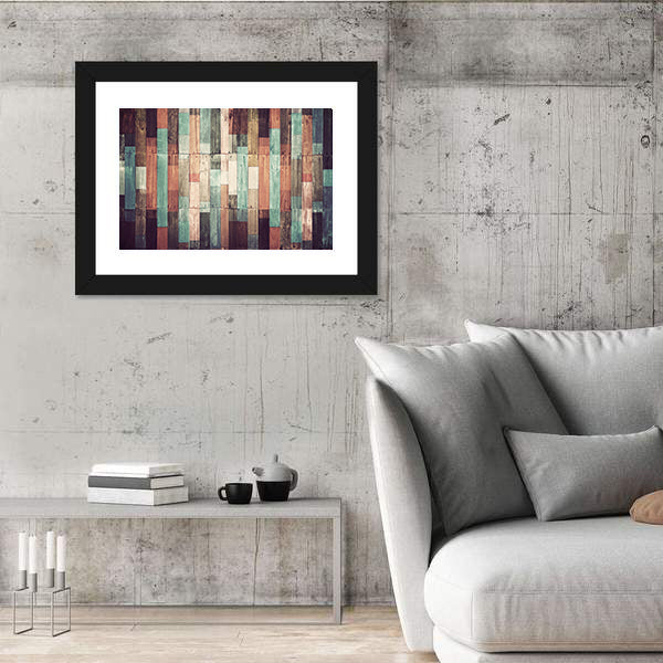 Distressed Reclaimed Wood Plank Pattern Canvas Wall Art
