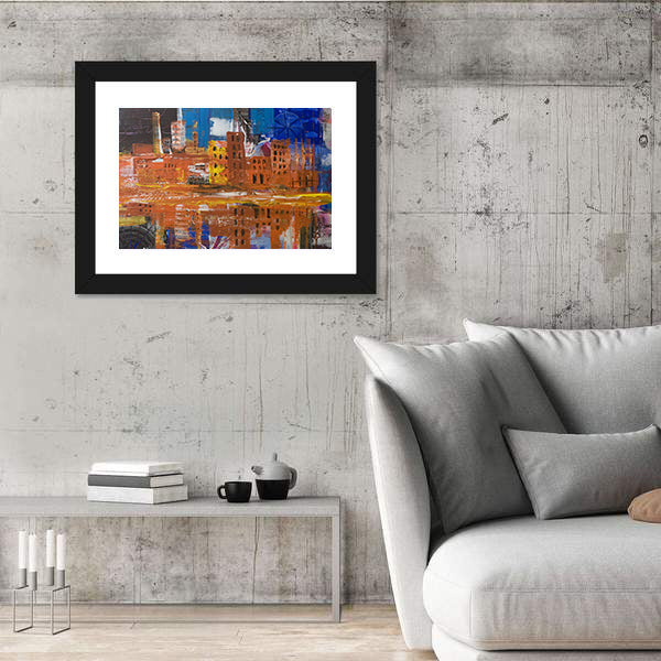 Metropolis Dusk Reflected Skyline Canvas Wall Art