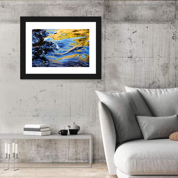 Autumn Trees Over Mountain Stream Canvas Wall Art