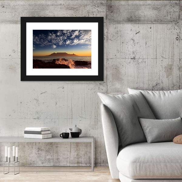 Table Mountain Sunset Over Ocean Canvas Wall Art