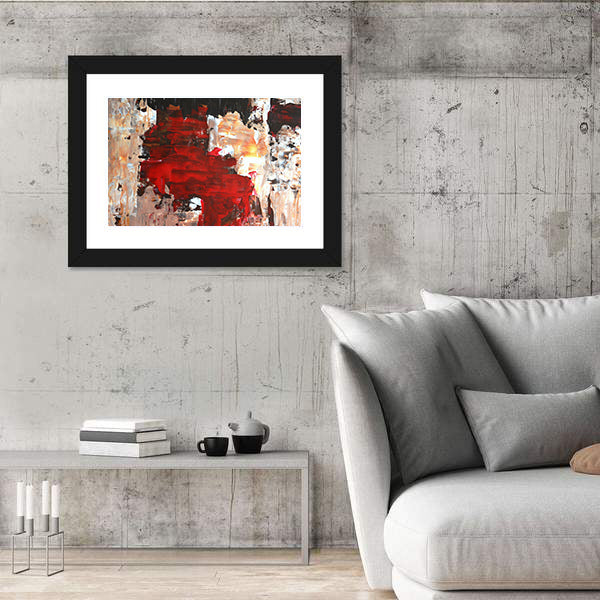 Bold Impasto Abstract in Red and Black Canvas Wall Art