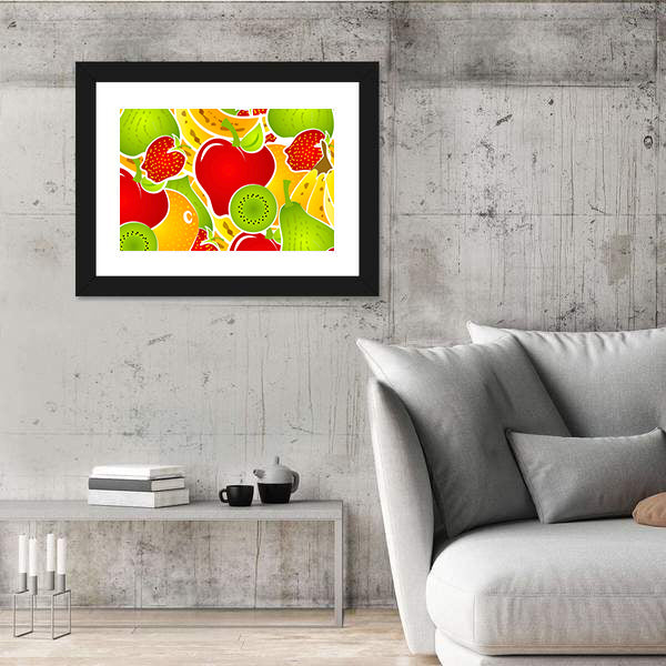 Healthy Fruit Illustration Canvas Wall Art