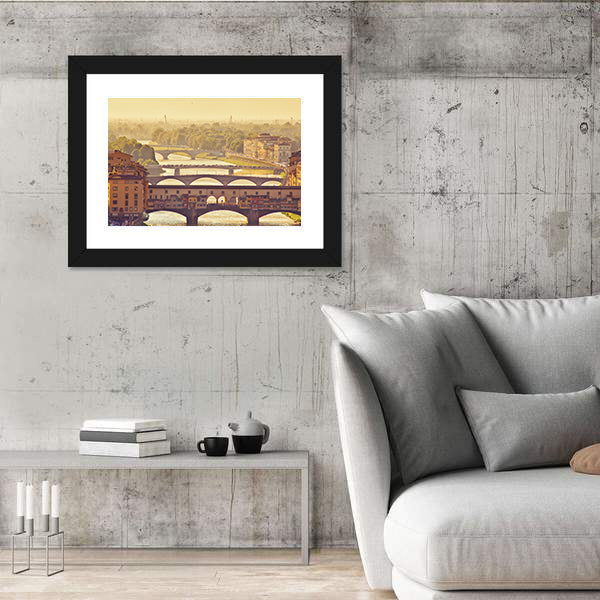 Ponte Vecchio at Golden Hour, Florence Cityscape Canvas Wall Art