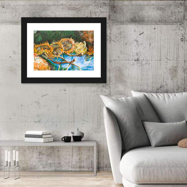 Four Cut Sunflower Heads Canvas Wall Art