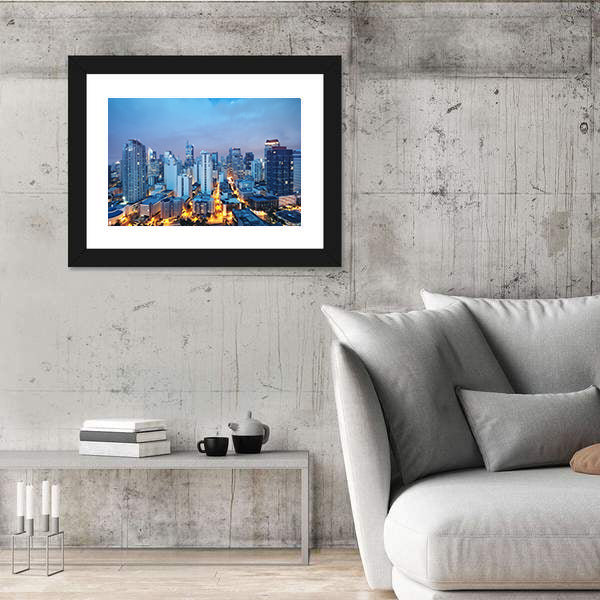 Manila Skyline at Twilight Canvas Wall Art