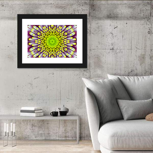 Purple And Green Concentric Flower Canvas Wall Art