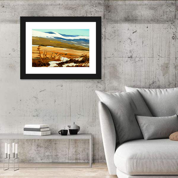 Winter Snow-capped Hills Landscape Canvas Wall Art