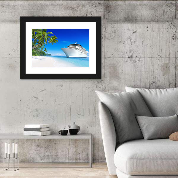 Summertime Cruise Ship by Tropical Beach Canvas Wall Art