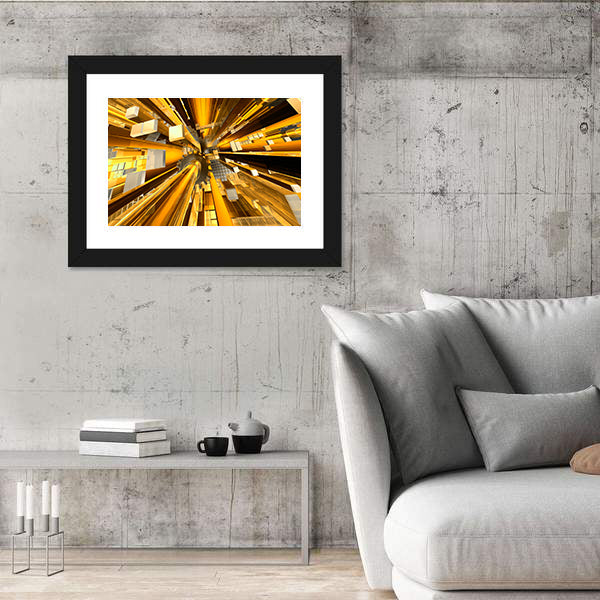 Golden Mechanical Hub Abstract Canvas Wall Art